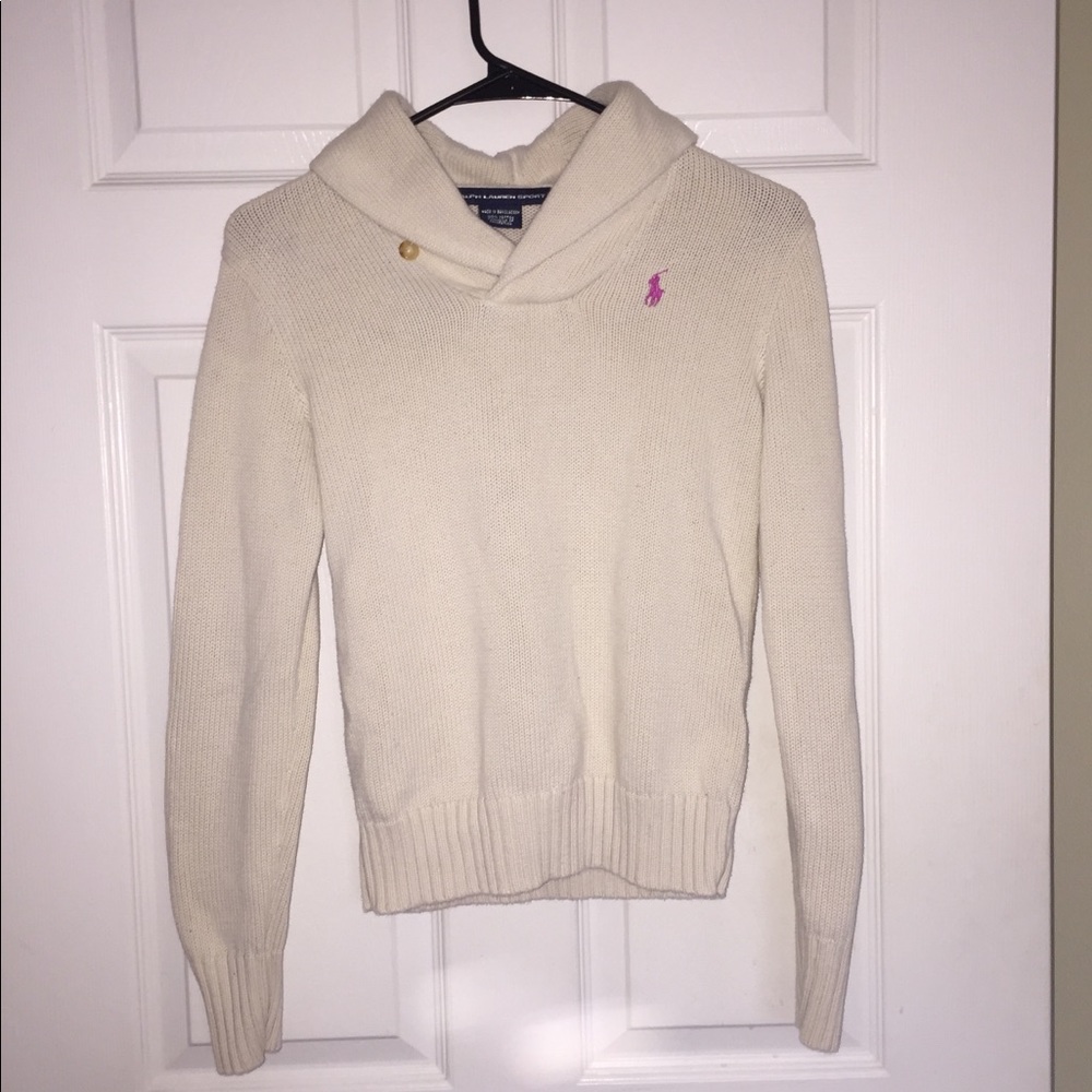 Ralph Lauren Sports cream sweater with pink logo